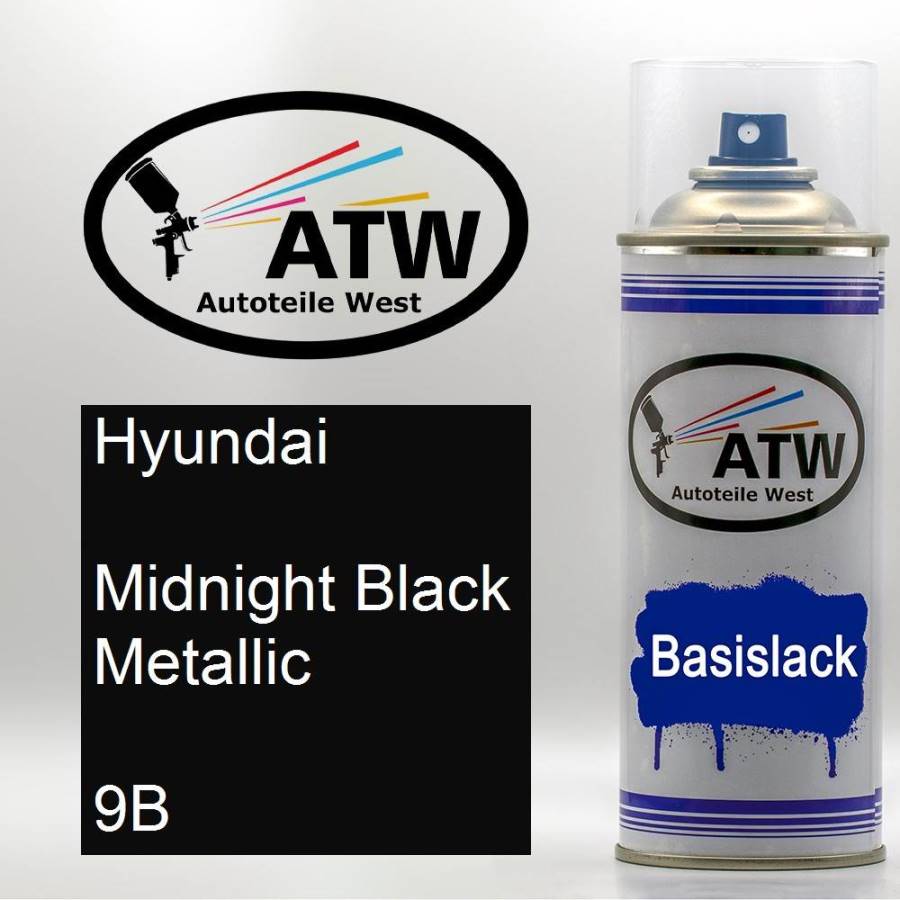 Hyundai, Midnight Black Metallic, 9B: 400ml Sprühdose, von ATW Autoteile West.